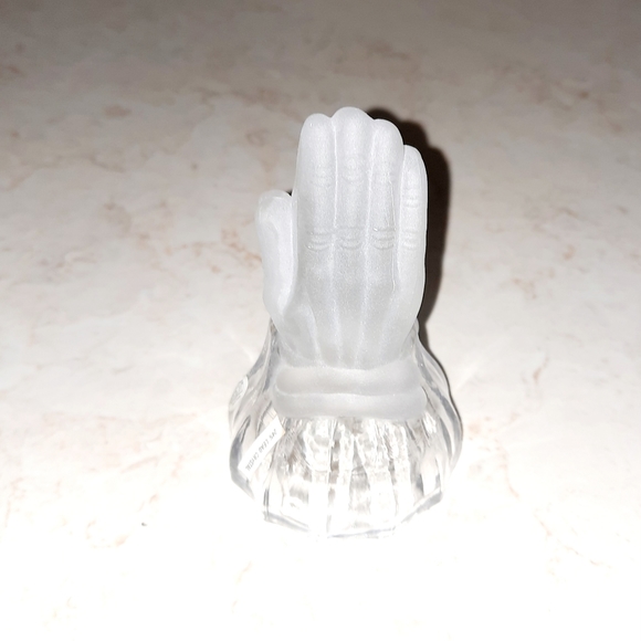 Vintage Emson Frosted Glass Crystal Dinner Bell Praying Hands - Picture 2 of 8